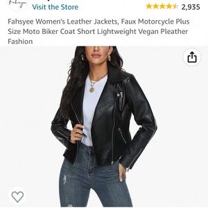 Fahsyee Women's Leather Jackets, Faux Motorcycle Biker Coat